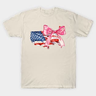 Coquette American Flag Coquette Bow 4Th Of July T-Shirt